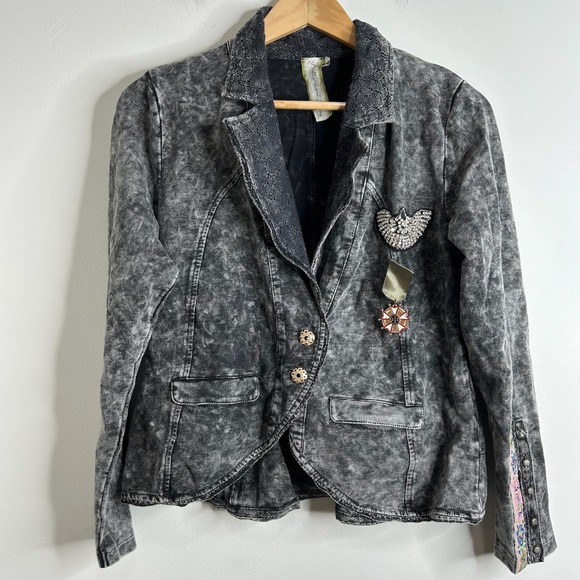 Aratta Silent Journey Jackets & Blazers - Aratta Silent Journey‎ Colonel Jacket Womens XS Black Embellished Boho Grunge